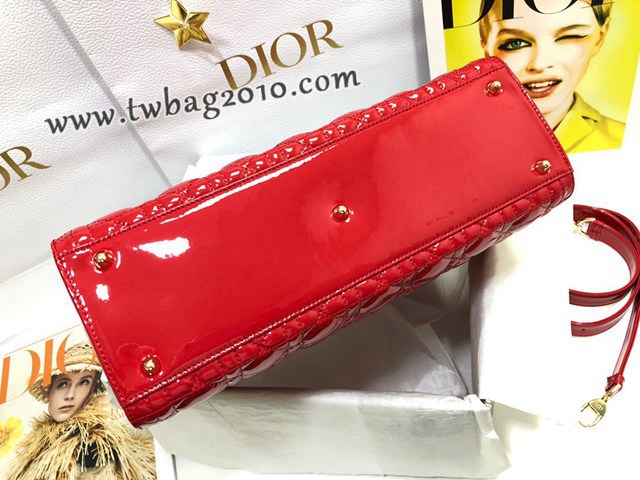 Dior专柜新款迪奥顶级原单Lady七格漆皮翻盖手提女包 djfk1115
